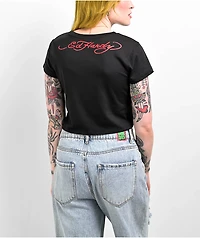 Ed Hardy Flaming Skull Black Crop T-Shirt