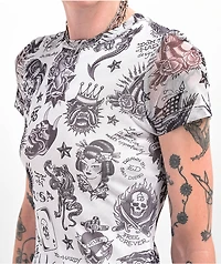 Ed Hardy Flashboard White Mesh Dress