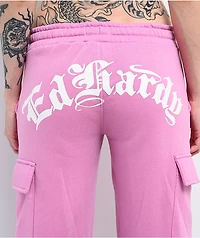 Ed Hardy Flower Skull Pink Cargo Sweatpants