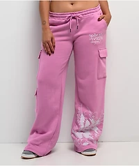 Ed Hardy Flower Skull Pink Cargo Sweatpants