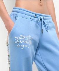 Ed Hardy Flower Skulls Powder Blue Sweatpants