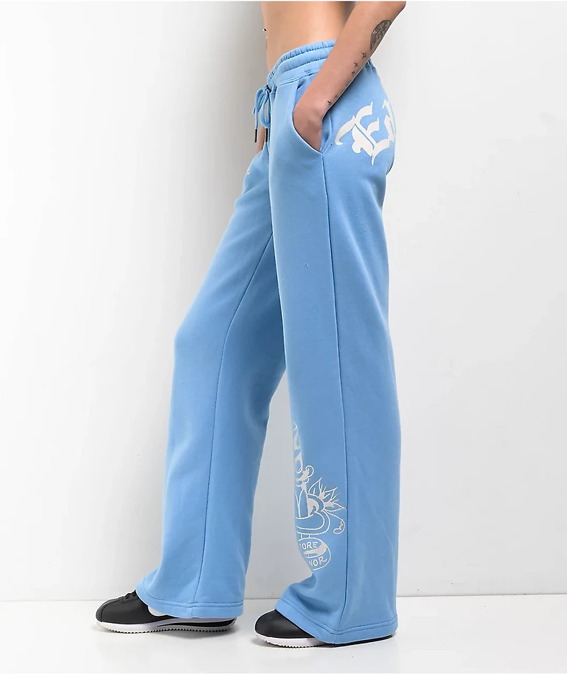 Ed Hardy Flower Skulls Powder Blue Sweatpants
