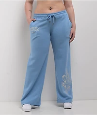 Ed Hardy Flower Skulls Powder Blue Sweatpants