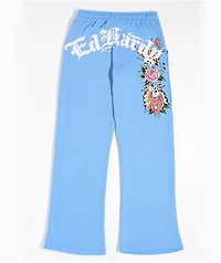 Ed Hardy Flower Skulls Powder Blue Sweatpants