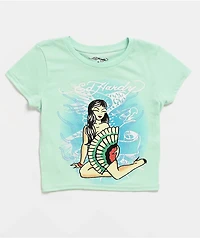 Ed Hardy Geisha Blue Crop T-Shirt