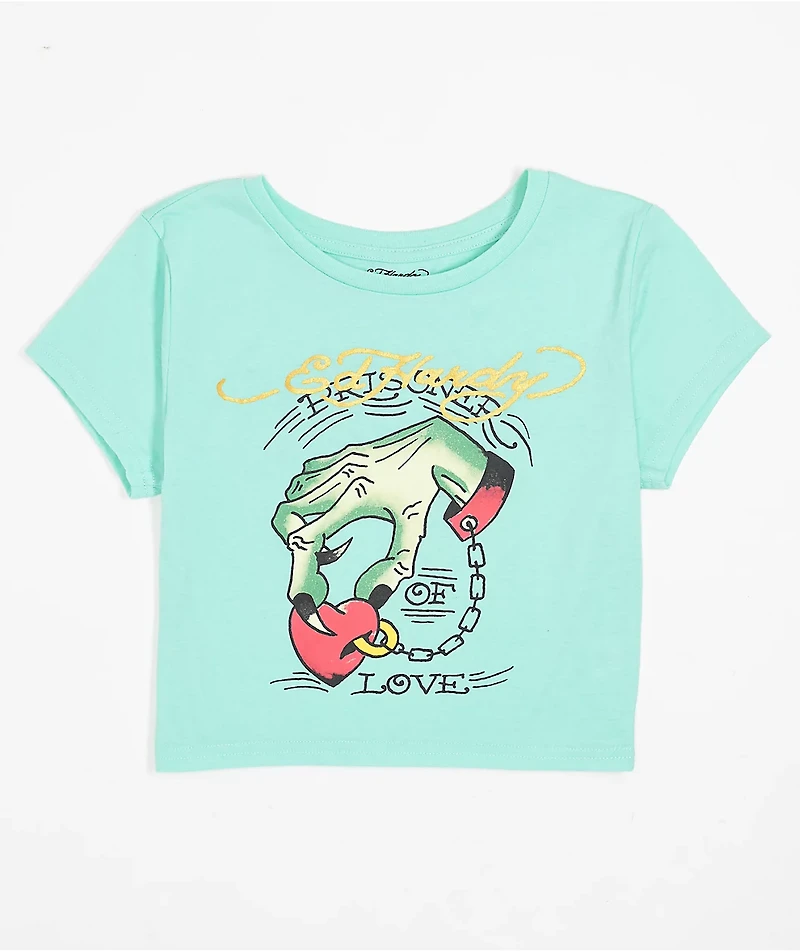 Ed Hardy Hand Mint Crop T-Shirt