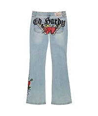 Ed Hardy Heart Light Tint Low Rise Bootcut Jeans