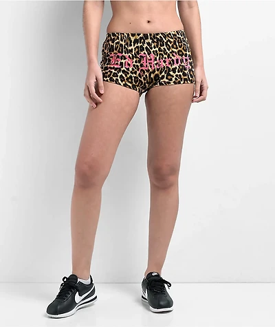 Ed Hardy Heart Wings Leopard Print Lounge Shorts