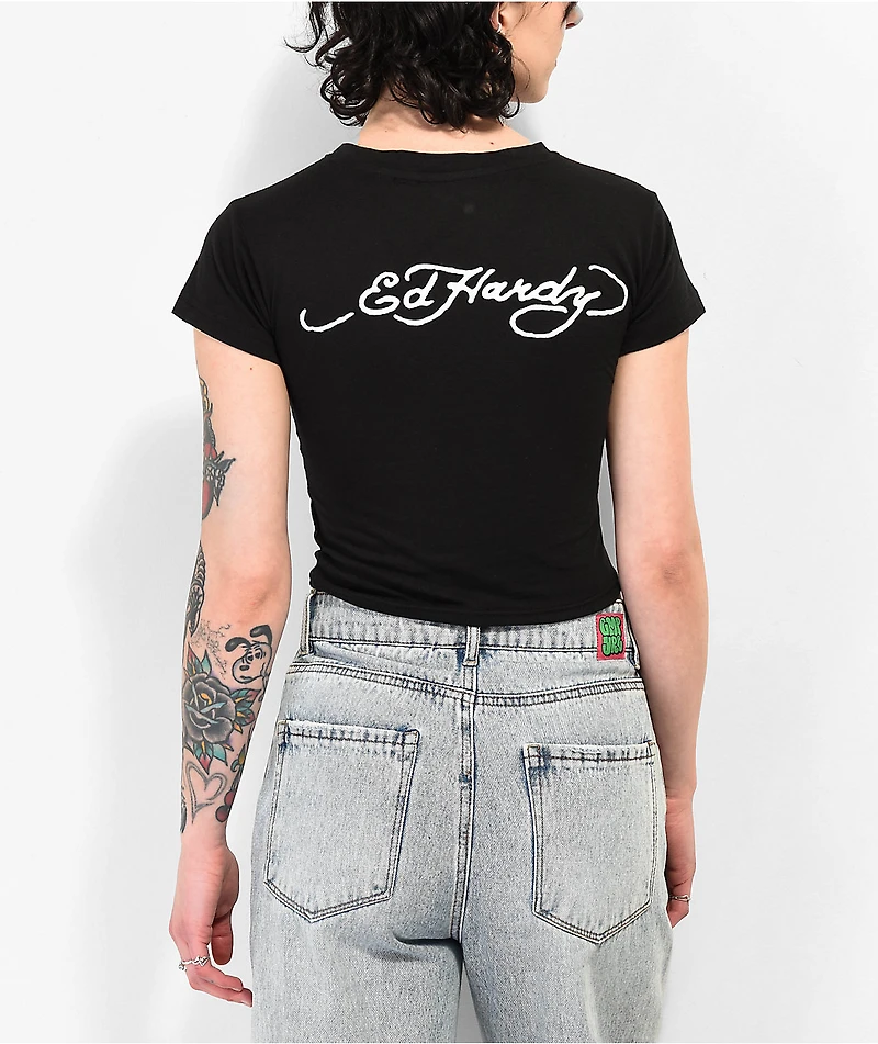 Ed Hardy Hellcat Black Crop T-Shirt