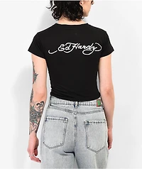 Ed Hardy Hellcat Black Crop T-Shirt