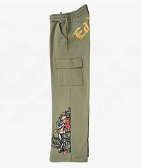 Ed Hardy Hello Sailor Green Cargo Sweatpants