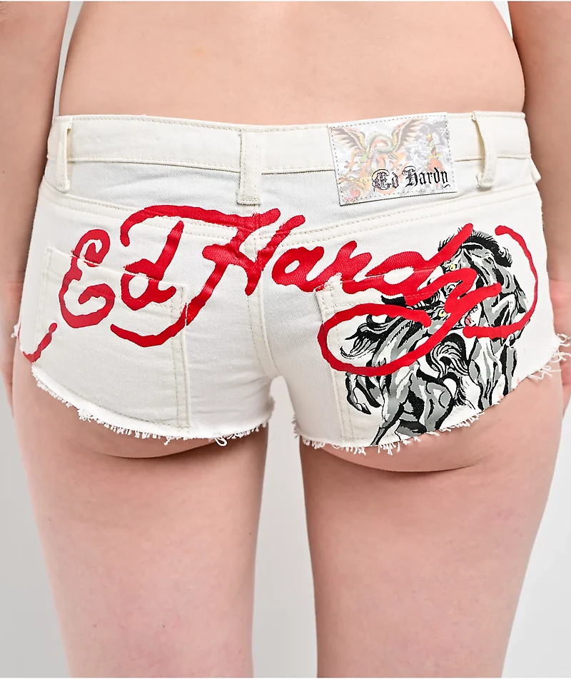 Ed Hardy Horses Ivory Micro Shorts
