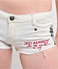 Ed Hardy Horses Ivory Micro Shorts