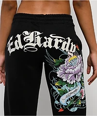 Ed Hardy Ice Flower Black Sweatpants