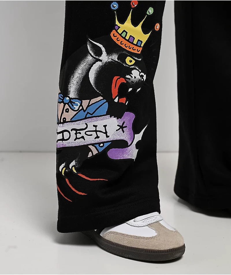 Ed Hardy Ice Flower Black Sweatpants