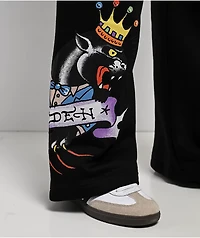 Ed Hardy Ice Flower Black Sweatpants