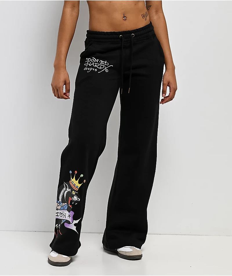 Ed Hardy Ice Flower Black Sweatpants