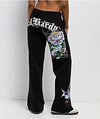 Ed Hardy Ice Flower Black Sweatpants