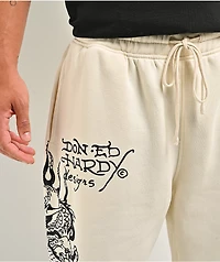 Ed Hardy Japan Dragon Ivory & Black Sweatpants