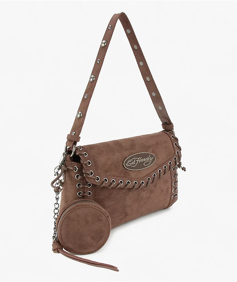 Ed Hardy Jeri Flap Brown Shoulder Bag
