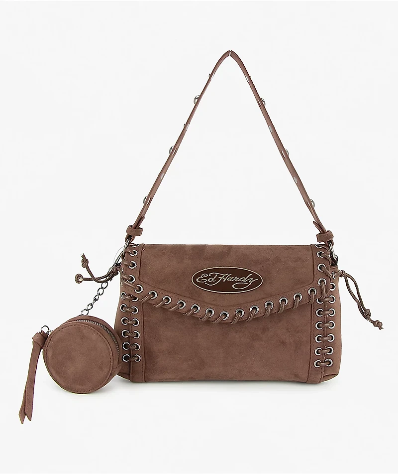 Ed Hardy Jeri Flap Brown Shoulder Bag