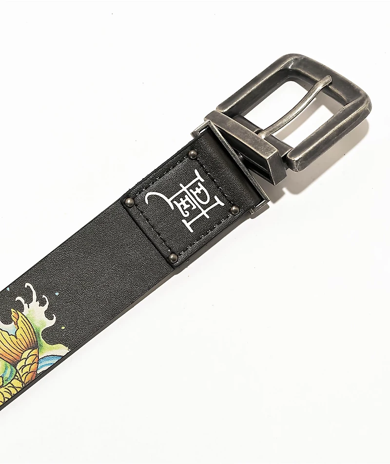 Ed Hardy Koi & Skull Reversible Black White Belt