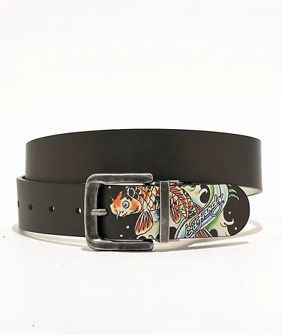 Ed Hardy Koi & Skull Reversible Black White Belt