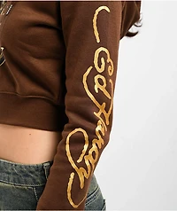 Ed Hardy Koi Fish Cocoa Crop Zip Hoodie