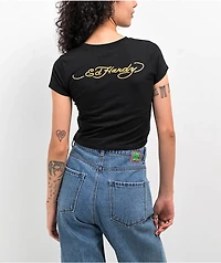 Ed Hardy Koi Splash Black Crop T-Shirt