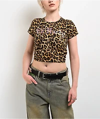 Ed Hardy LKS Pink Skull Leopard Crop T-Shirt