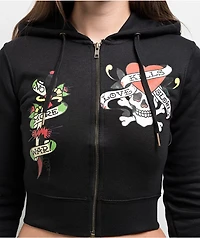 Ed Hardy LKS Skull Black Crop Zip Hoodie
