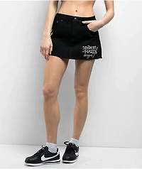 Ed Hardy LKS Skull Black Cutoff Denim Mini Skirt