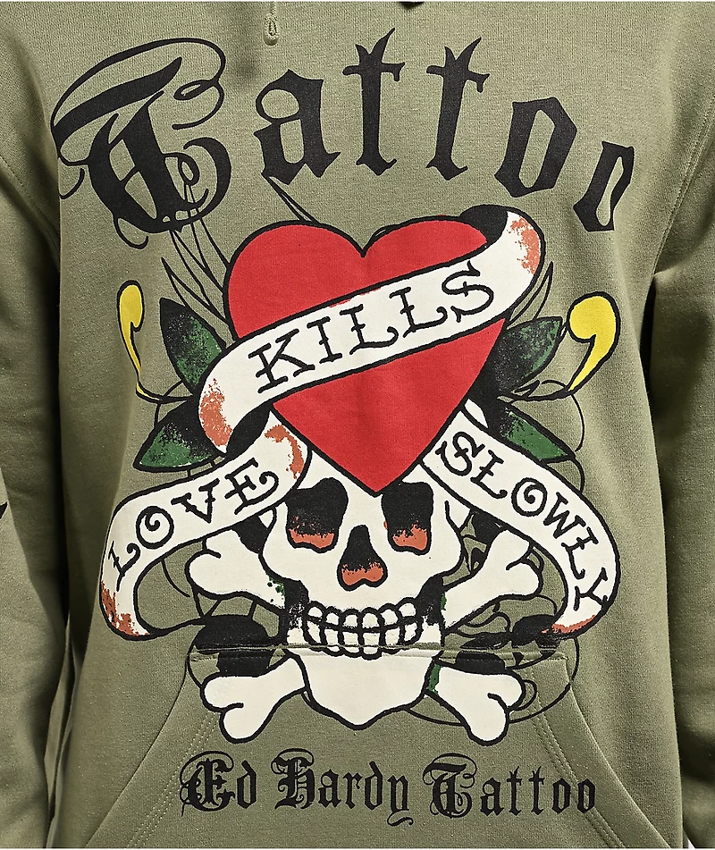Ed Hardy LKS Skull Green Hoodie