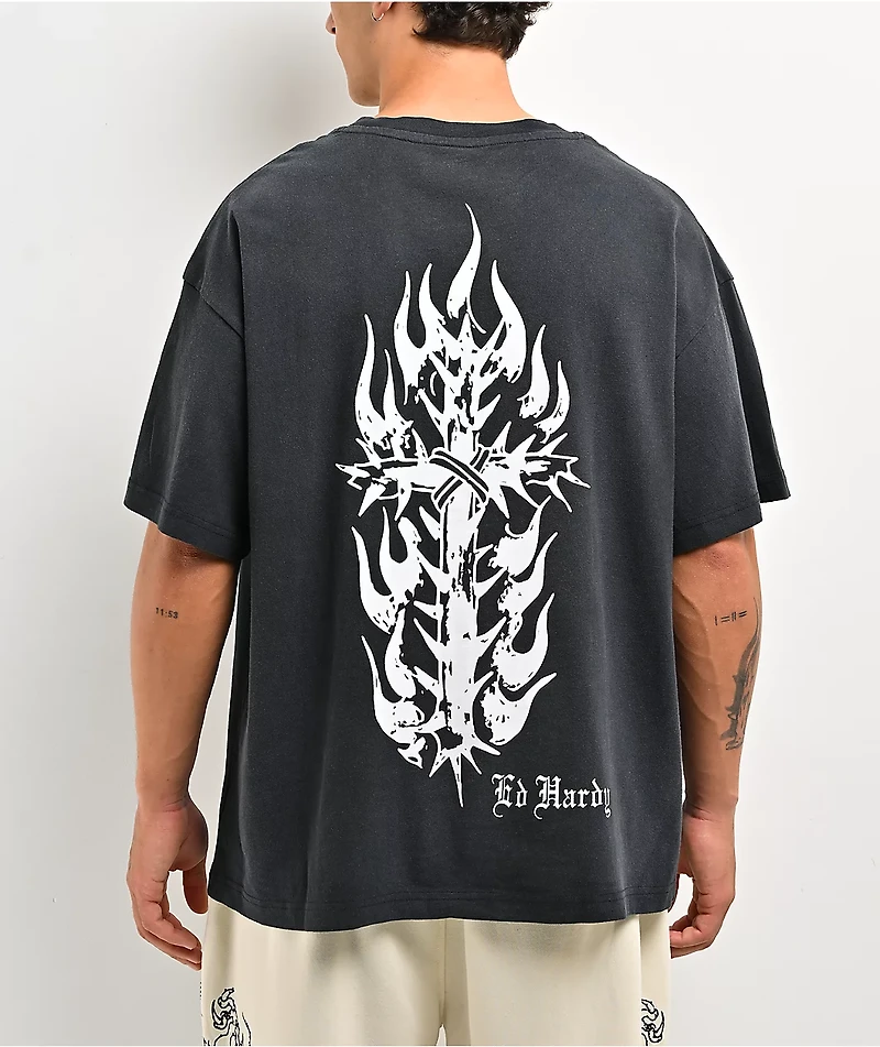 Ed Hardy Lord Mary Black Wash T-Shirt