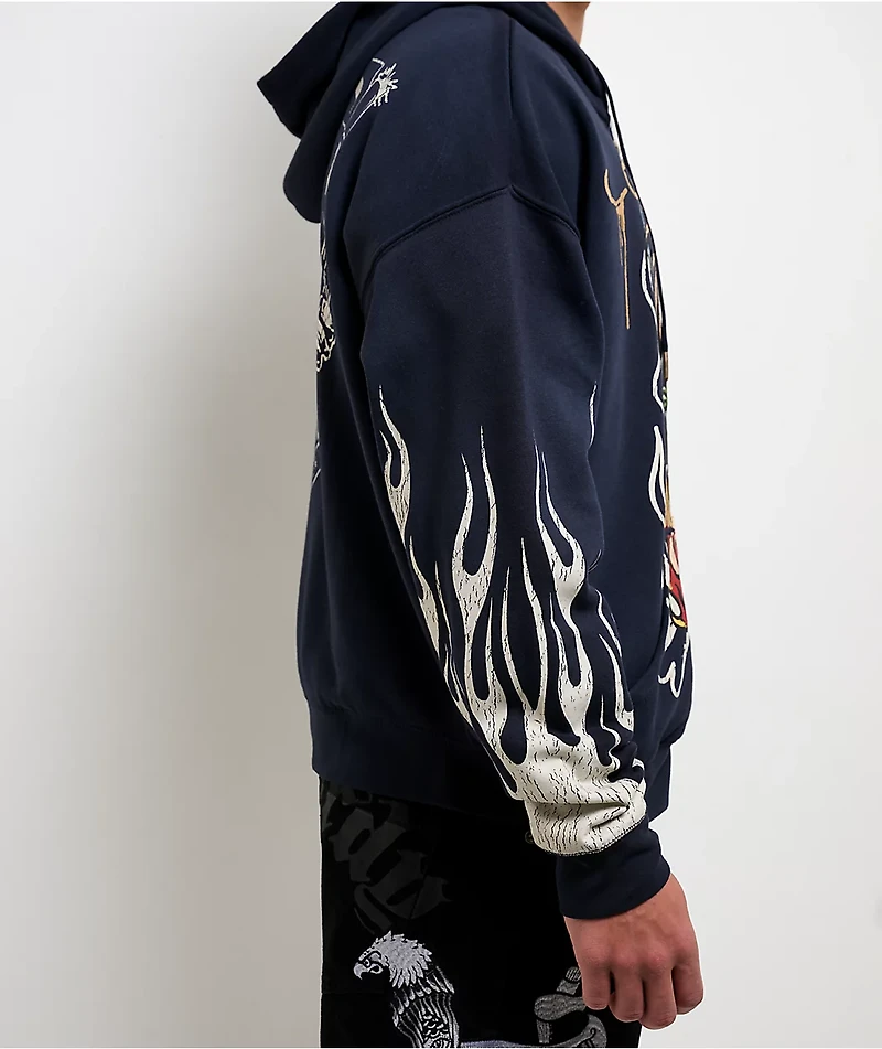 Ed Hardy Lord Sunfade Navy Zip Hoodie