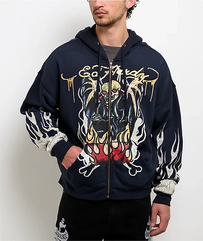 Ed Hardy Lord Sunfade Navy Zip Hoodie