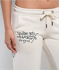 Ed Hardy Love Kills Slowly Birds Ivory Sweatpants