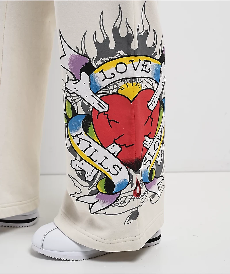 Ed Hardy Love Kills Slowly Birds Ivory Sweatpants