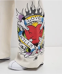 Ed Hardy Love Kills Slowly Birds Ivory Sweatpants
