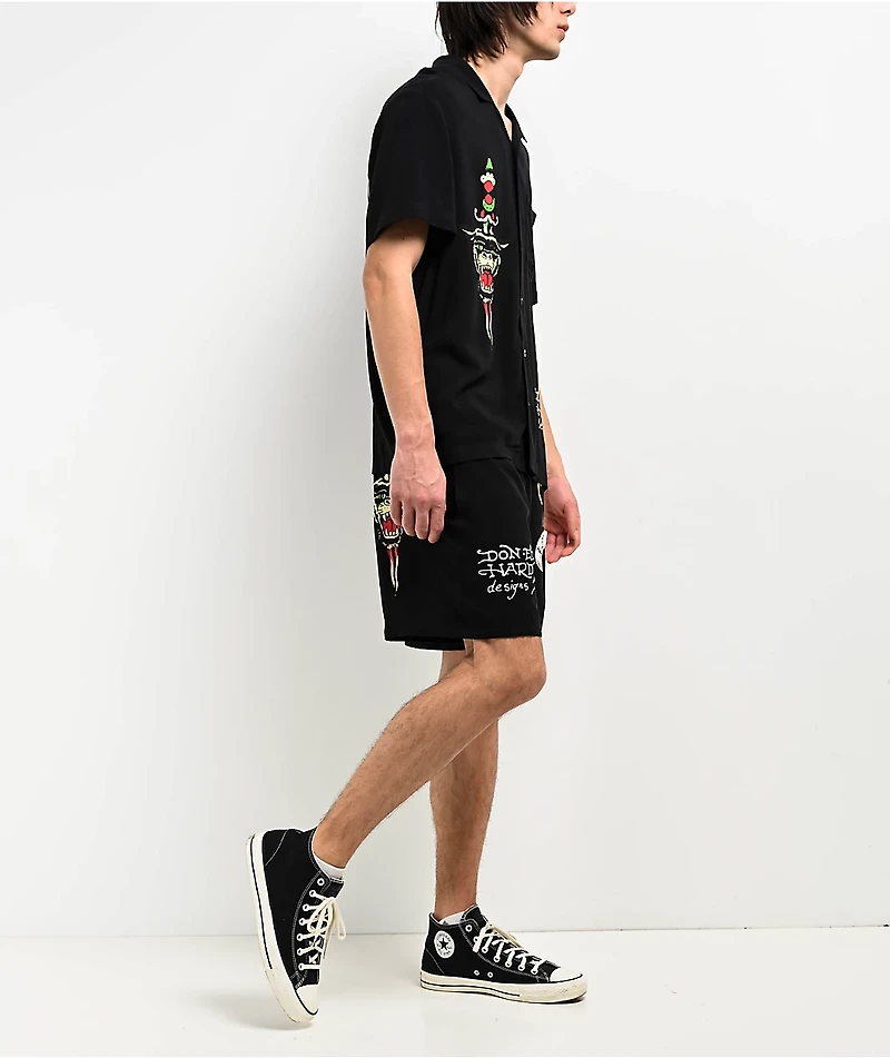 Ed Hardy Love Kills Slowly Black Walk Shorts