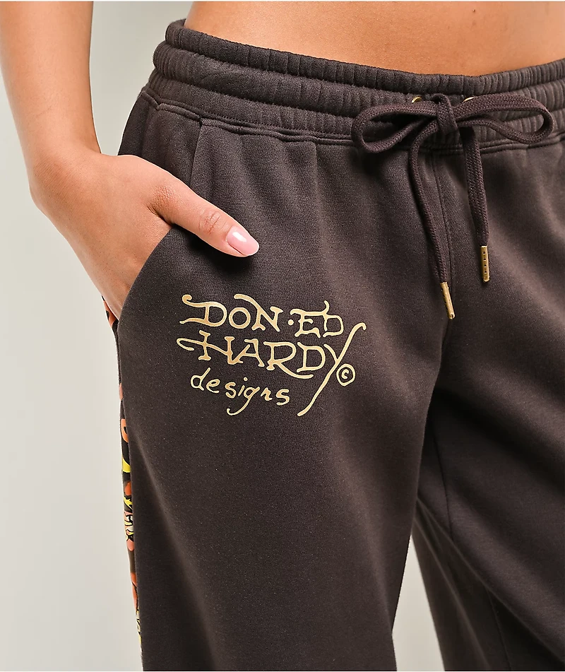 Ed Hardy Love Kills Slowly Espresso Brown Sweatpants
