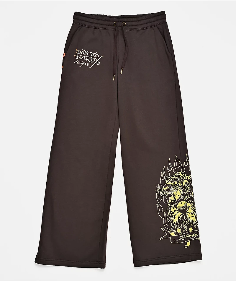 Ed Hardy Love Kills Slowly Espresso Brown Sweatpants