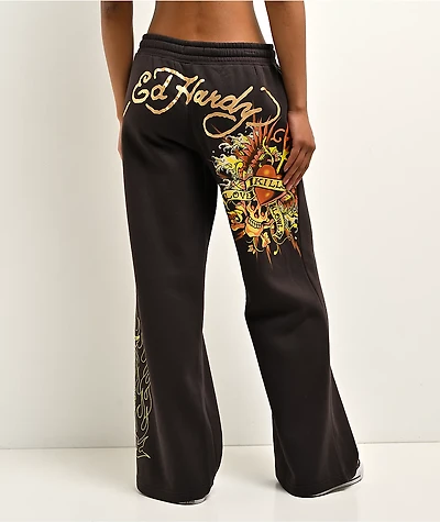 Ed Hardy Love Kills Slowly Espresso Brown Sweatpants