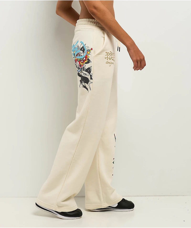 Ed Hardy Love Kills Slowly Heart Ivory Sweatpants