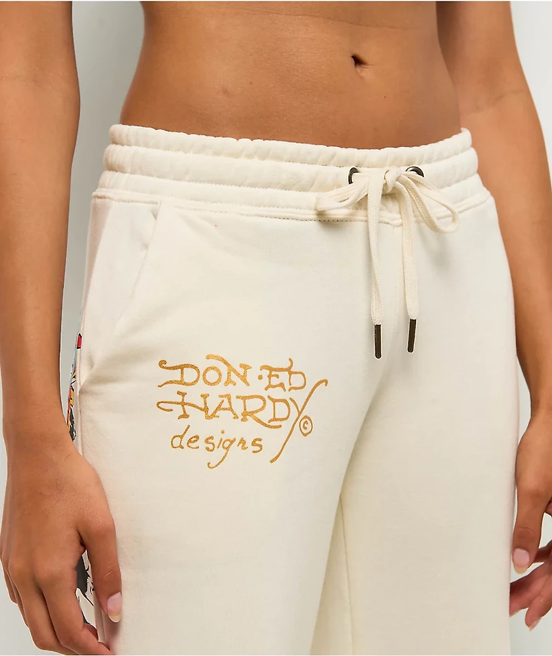 Ed Hardy Love Kills Slowly Heart Ivory Sweatpants