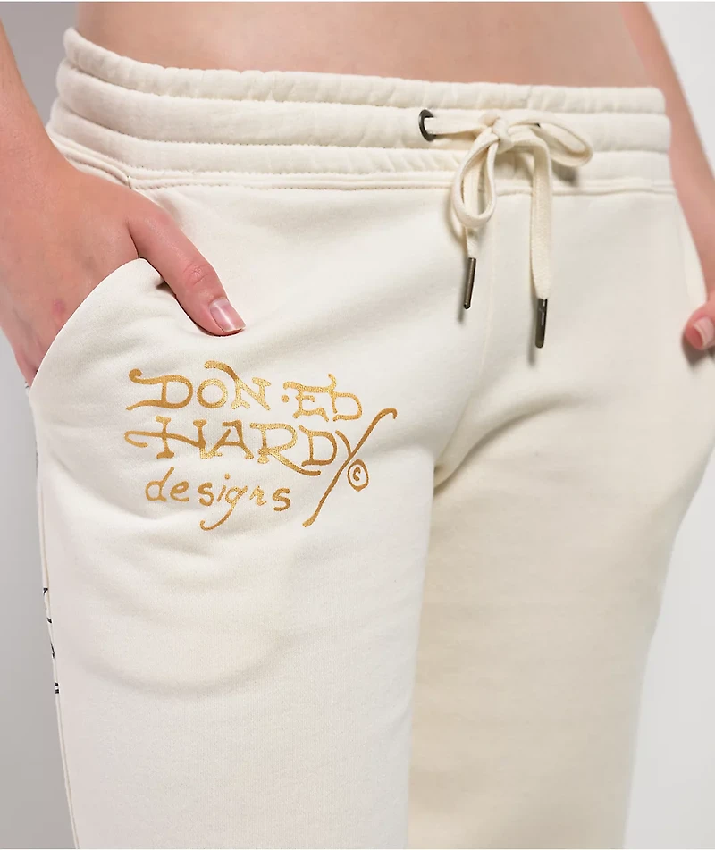 Ed Hardy Love Kills Slowly Heart Ivory Sweatpants
