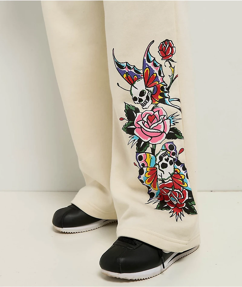 Ed Hardy Love Kills Slowly Heart Ivory Sweatpants