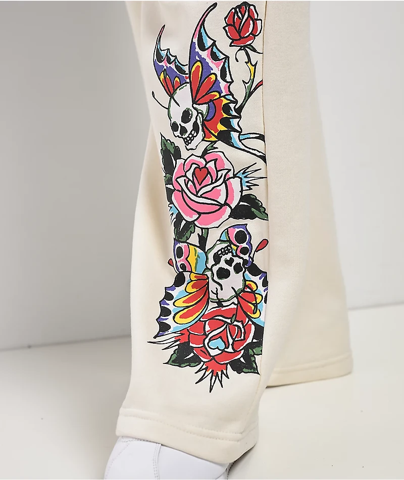 Ed Hardy Love Kills Slowly Heart Ivory Sweatpants