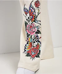 Ed Hardy Love Kills Slowly Heart Ivory Sweatpants