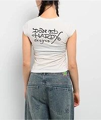 Ed Hardy Love Kills Slowly Heart Rhinestone Ivory Cap Sleeve T-Shirt
